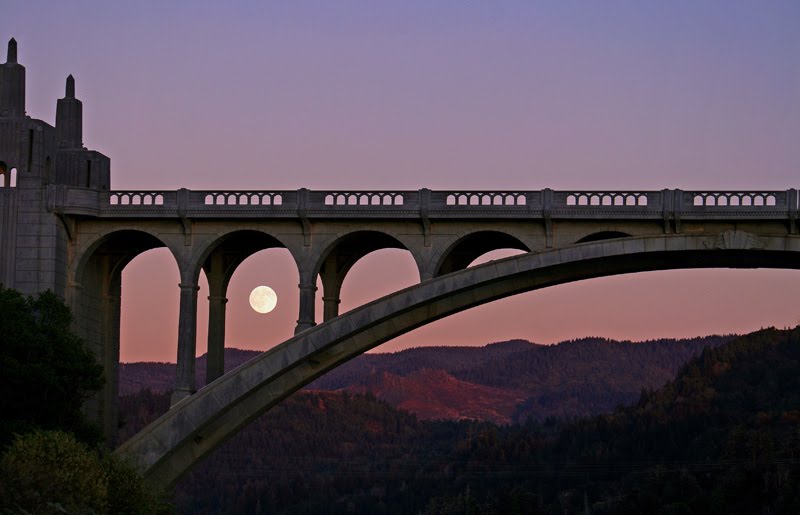 Patterson Bridge and Arched Moon by rjgjr