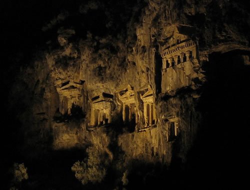 Rock Tombs in Dalyan - Night Vision by www.goceklife.com