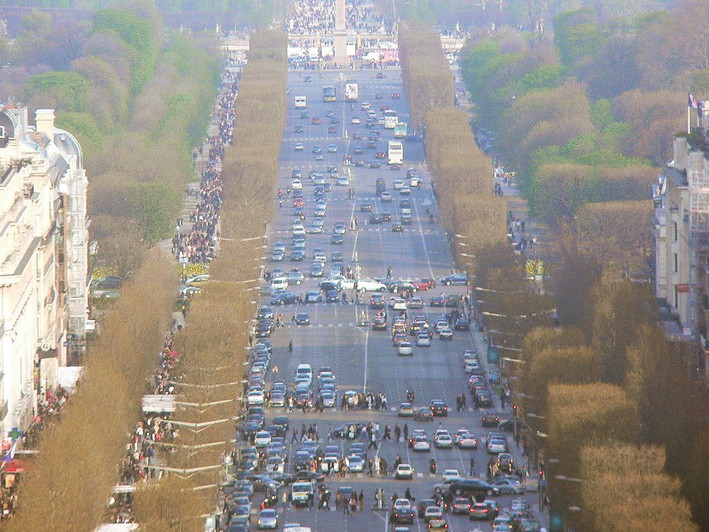 France: Paris, Arc de Triomphe - view on the Champs-Elysees by Yory