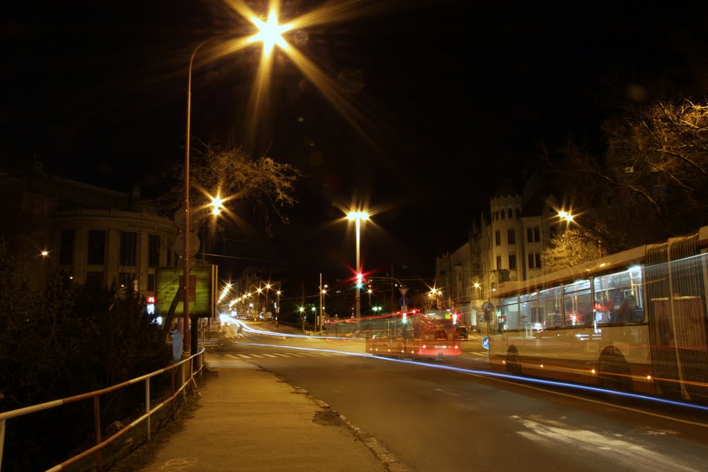 Night traffic at Šafárikovo square°MYSELF° by Ivan Berta