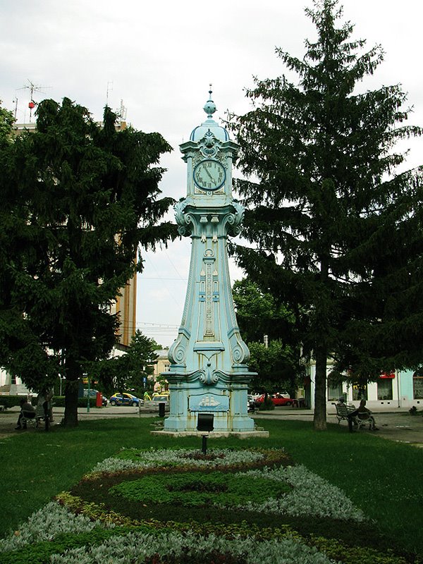 Clock in downtown Braila - symbol of the city by Alex Trandafir