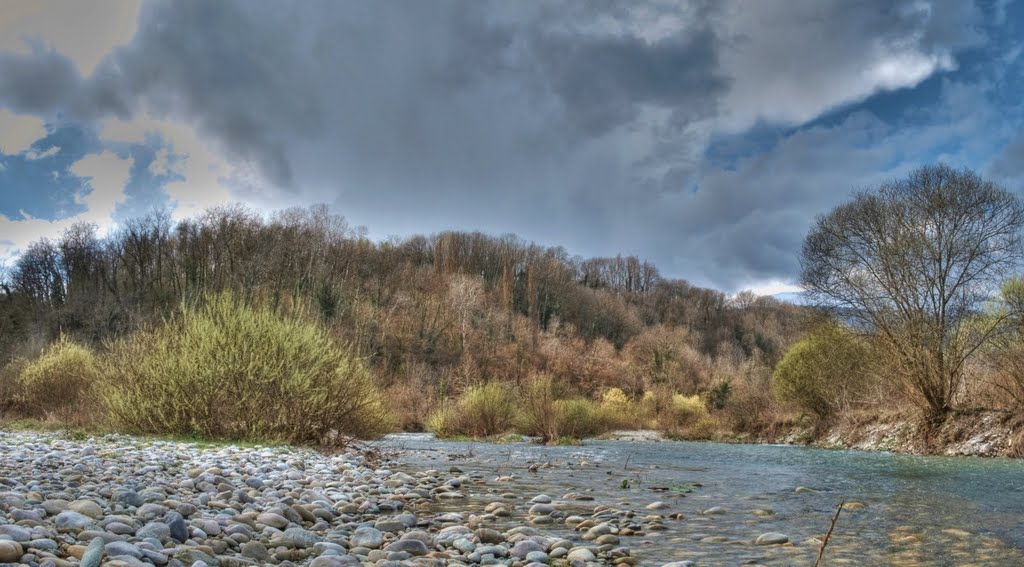 View of the Essertines from the Allondon river by slice of being