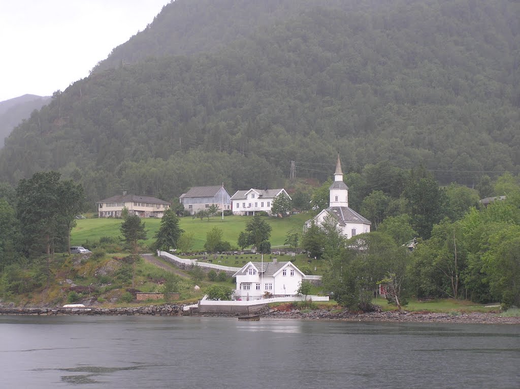 View on Lavik from ferry from Lavik to Oppedal over the Sognefjord by Willem Nabuurs