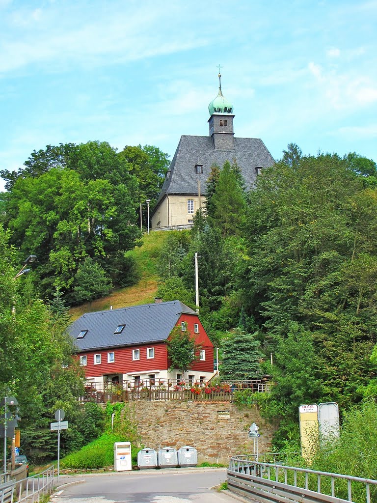 Olbernhau - Bergkirche Oberneuschönberg erbaut von böhmischen Exulanten und geweiht 1695 by Rudolf Henkel