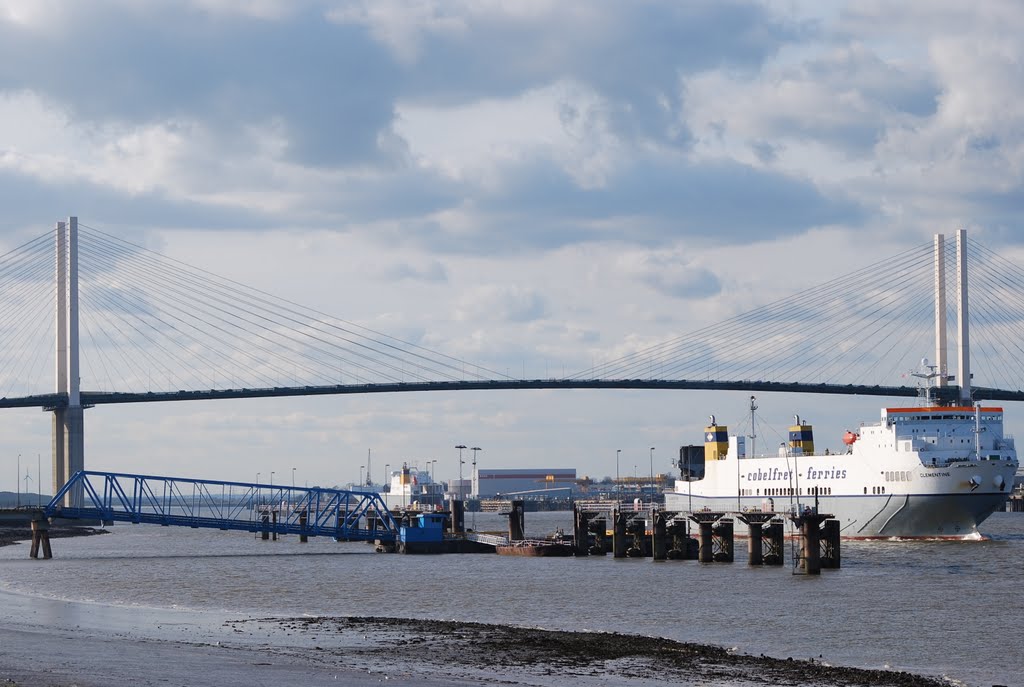 Queen Elizabeth 2 Bridge & Ferry by Jeremy Clitheroe