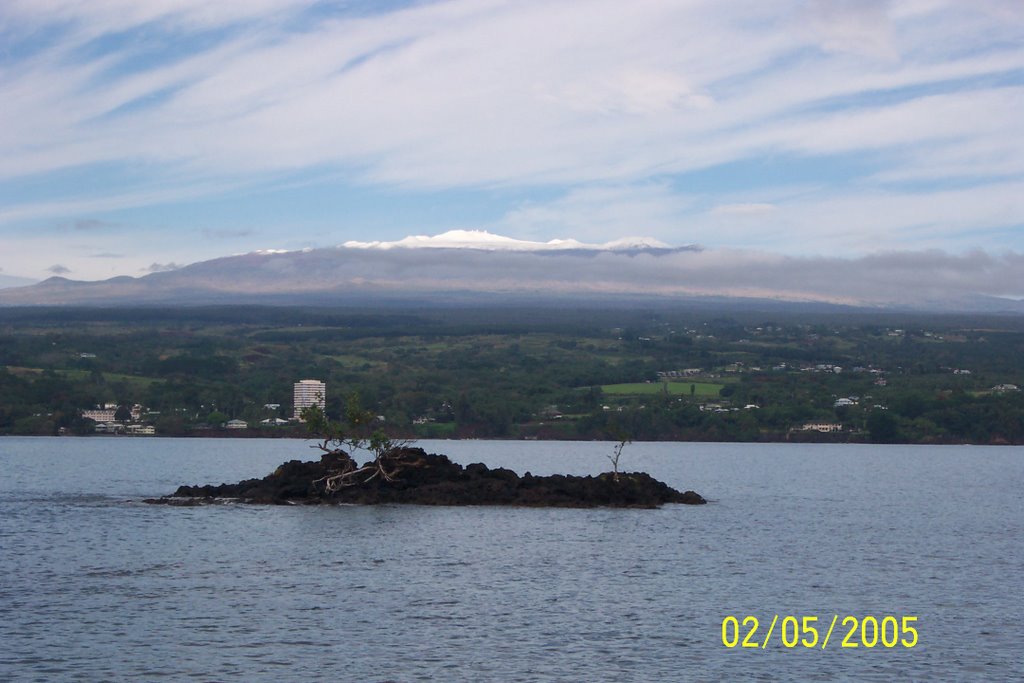 Across Hilo Bay Snow on Mauna Kea by Hawaii Rick