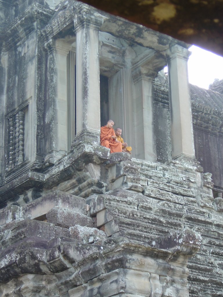 Monks at Ankor Wat Siem Raep Cambodia by chezandy