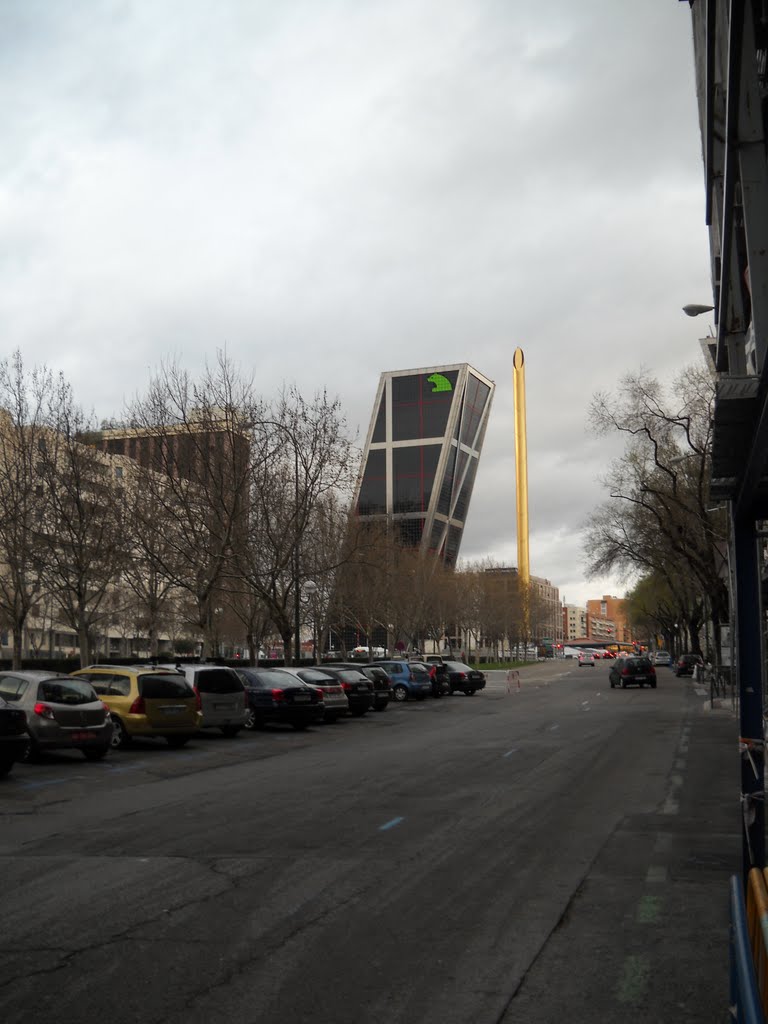 Caja de Madrid obelisk + Puerta de Europa I by Dr.Azzouqa