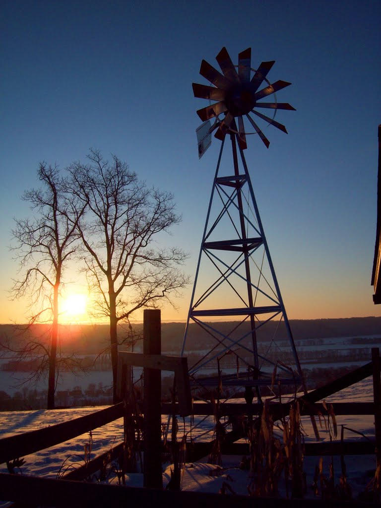 Windmill in Winter Mississippi Sunrise by Richard Mobley