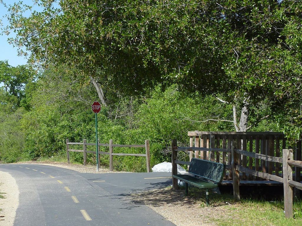 Bike trail bench at Willow Creek near Riley by Eric Phelps