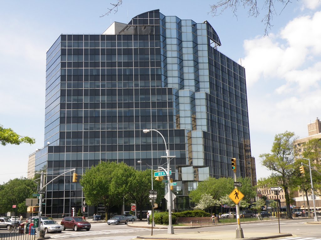 Beautiful view of building on Queens Blvd in the spring in New York. by MrNAASSIR