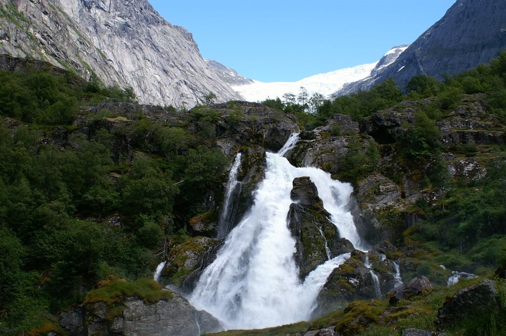 Waterfall, Briksdalbreen by Peter van de Haar