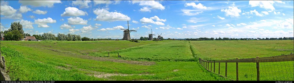 Three 1672 AD Windmills near Stompwijk, the Netherlands (panorama) by Marco Langbroek