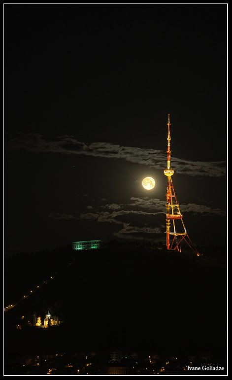 TV Tower & Moon From My Window - By Ivane Goliadze by Ivane Goliadze