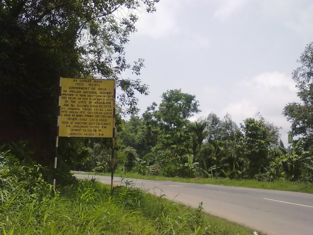 Govt of India highway improvement project hoarding near Nongpoh by San Phrangmung