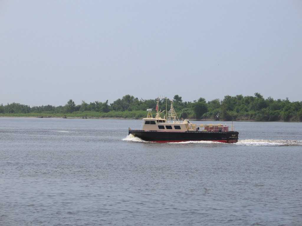 Crew boat passing Walter Umphrey State Park Fishing Pier by Troy Herman