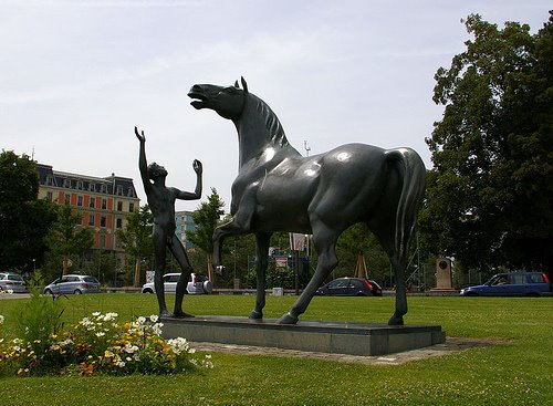 Statue of boy and the Horse by birambole