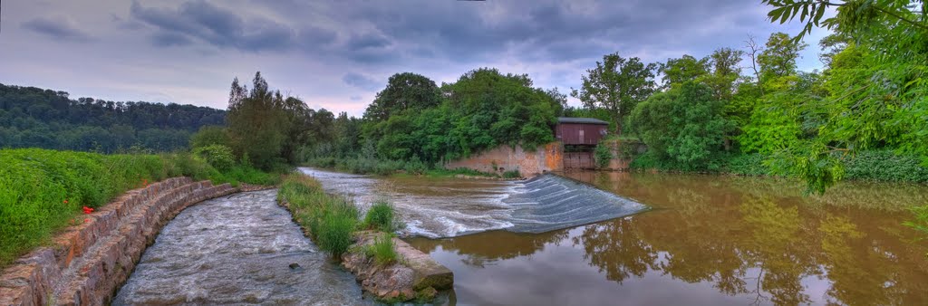 Kocher, Wehr bei Hagenbach Panorama by matthiashn