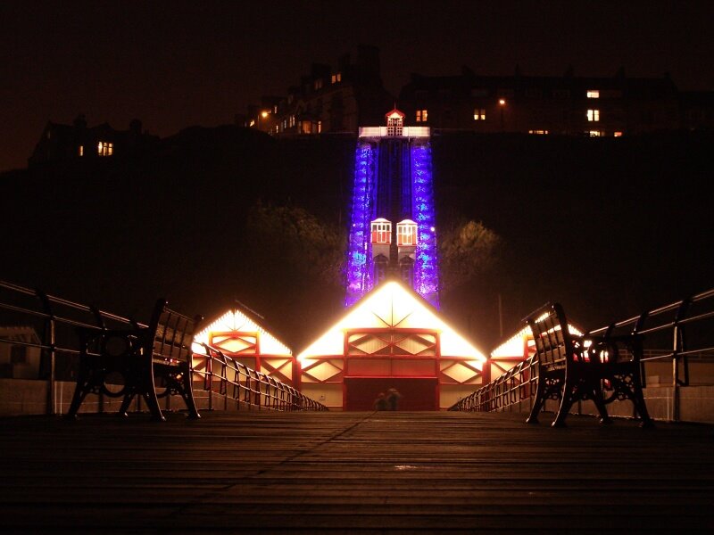 Salt Burn Pier by night by johnnyforeigner