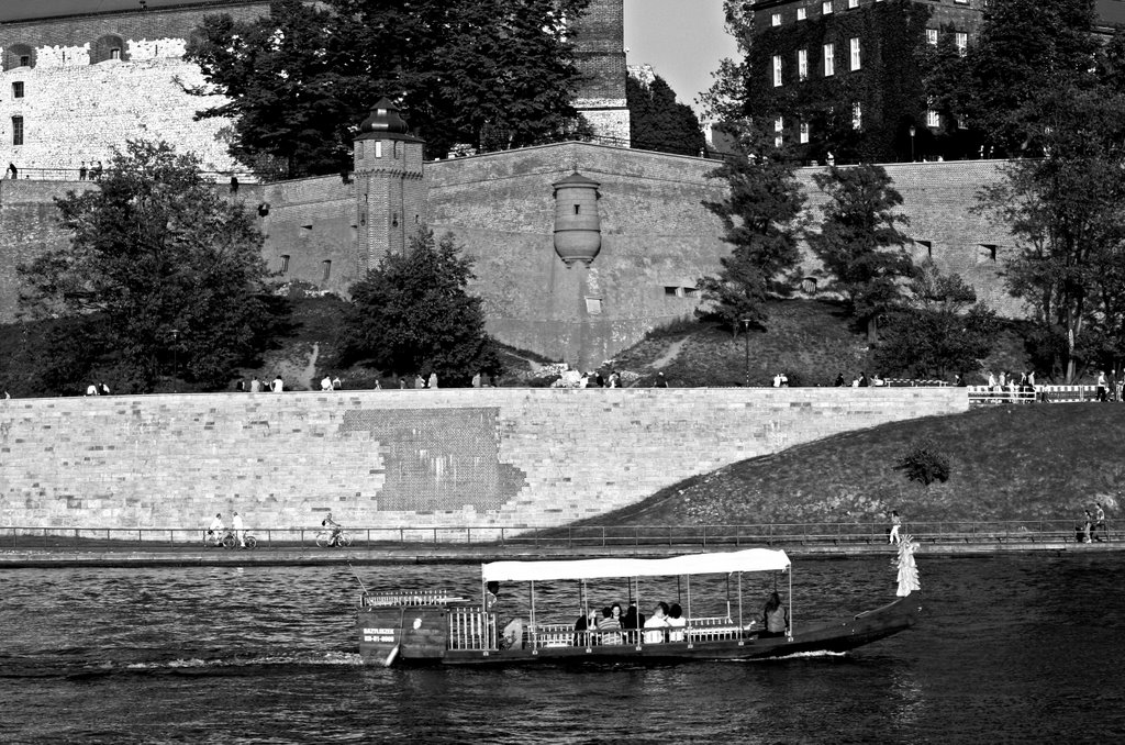 A boat on the Vistula river, Cracow by Katarzyna Bobinska