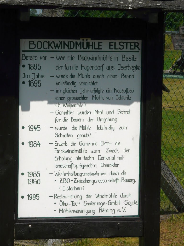 Germany_Saxony-Anhalt_Elster(Elbe)_post windmill_Bockwindmühle_Information board_P1140345.JPG by George Charleston