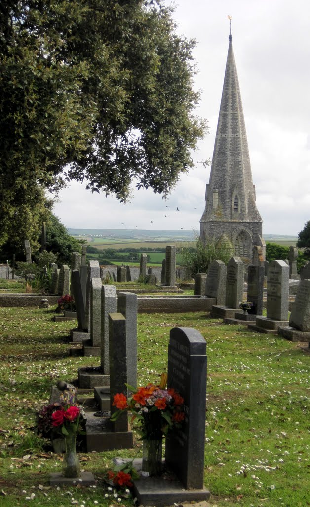 St Minver Church Spire & Graveyard by Peter Connolly