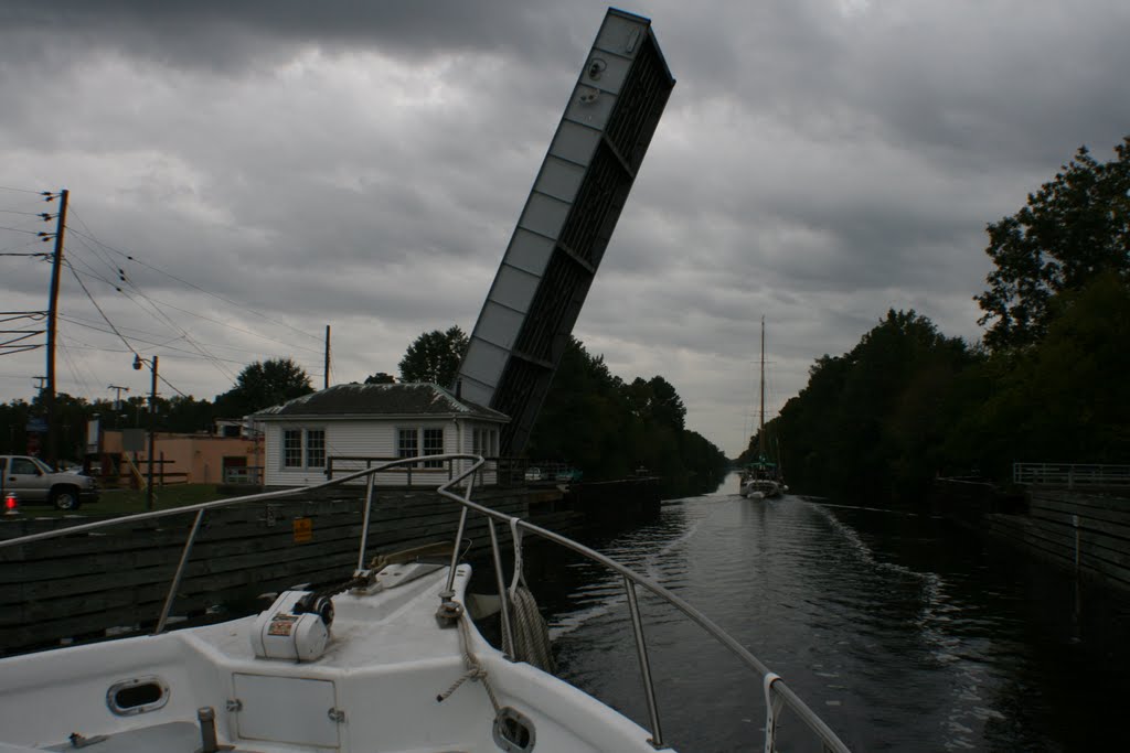 Lock Gate opens on Dismal Swamp Canal by Weegible