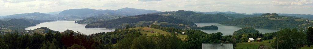 Panorama Jeziora Rożnowskiego z Glinika (Panorama of Lake Rożnowskie from Glinik) by geodominik