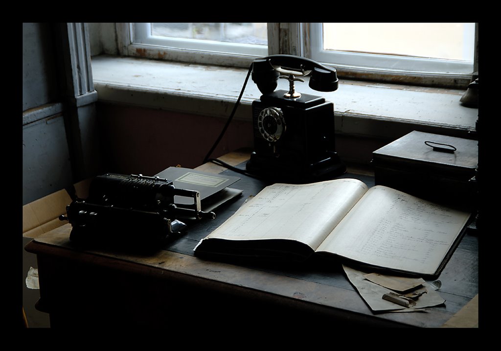 Old office equipment of, K.A Almgren silk weaving museum by Jan Öhrström