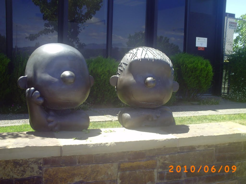 Busts of Charlie Brown and Linus, at Sonoma County Airport, Santa Rosa, CA by port565