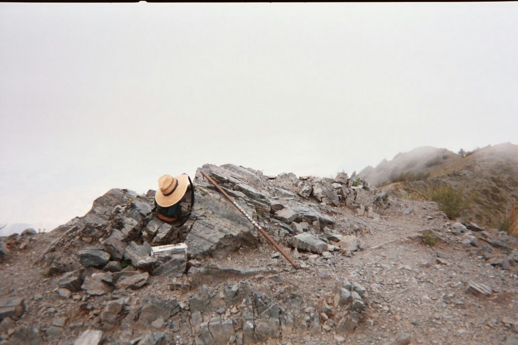 Top of Telescope Peak. In the clouds. by Bill Cook