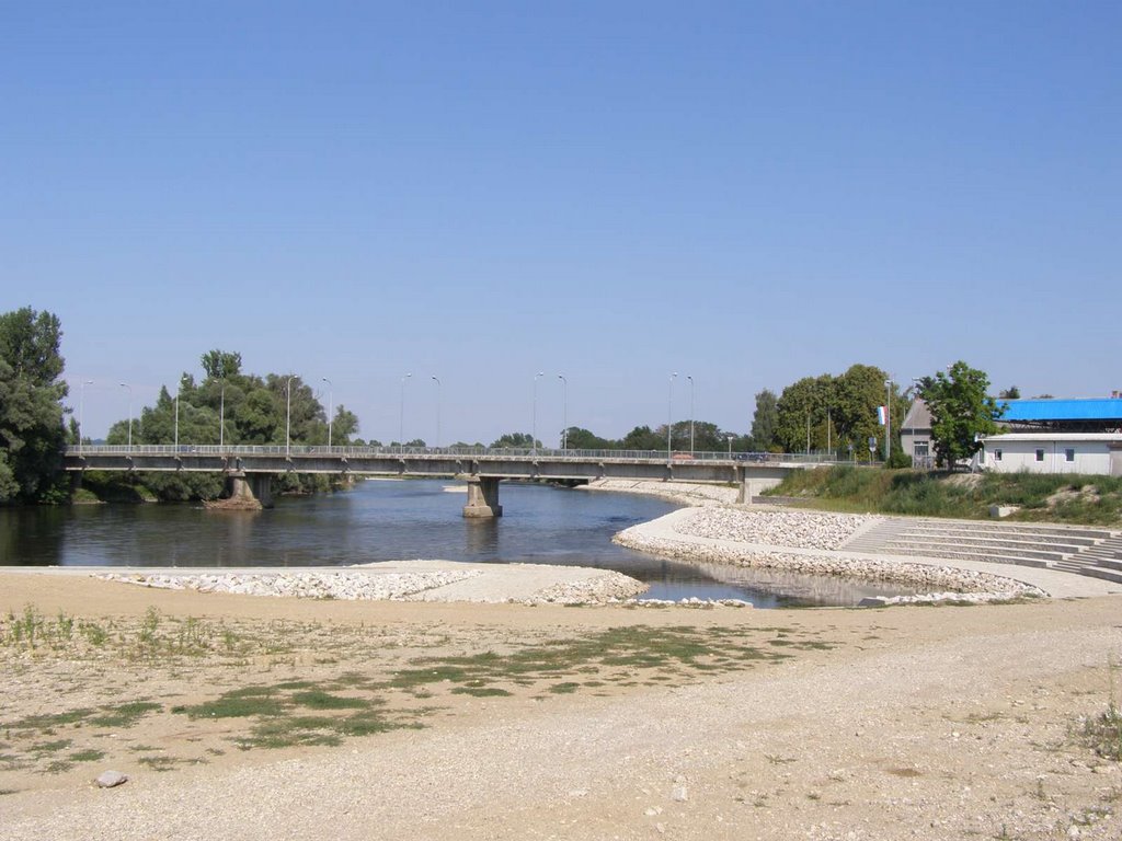 Harbour and bridge on river Mura by Gordana Muraja