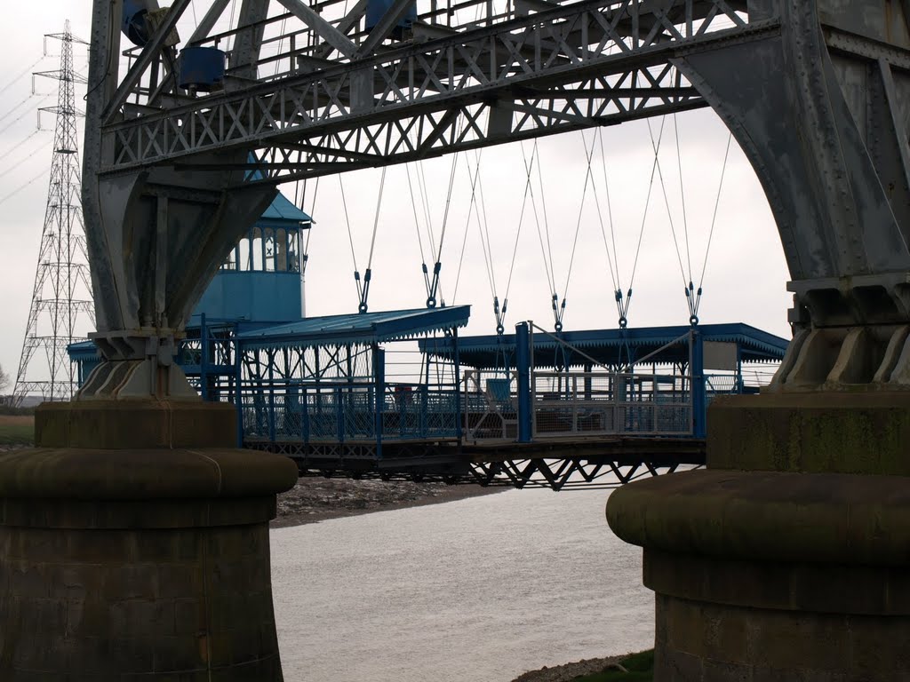 Transporter bridge at Newport, Gwent, closed for maintenance and with the gondola positioned off the west bank by Andrew-k