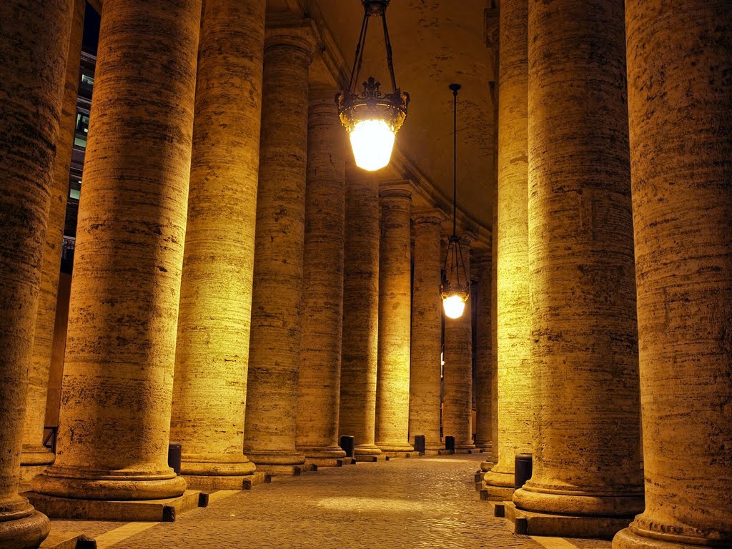 Pillars in Piazza San Pietro at Night by SEIMA