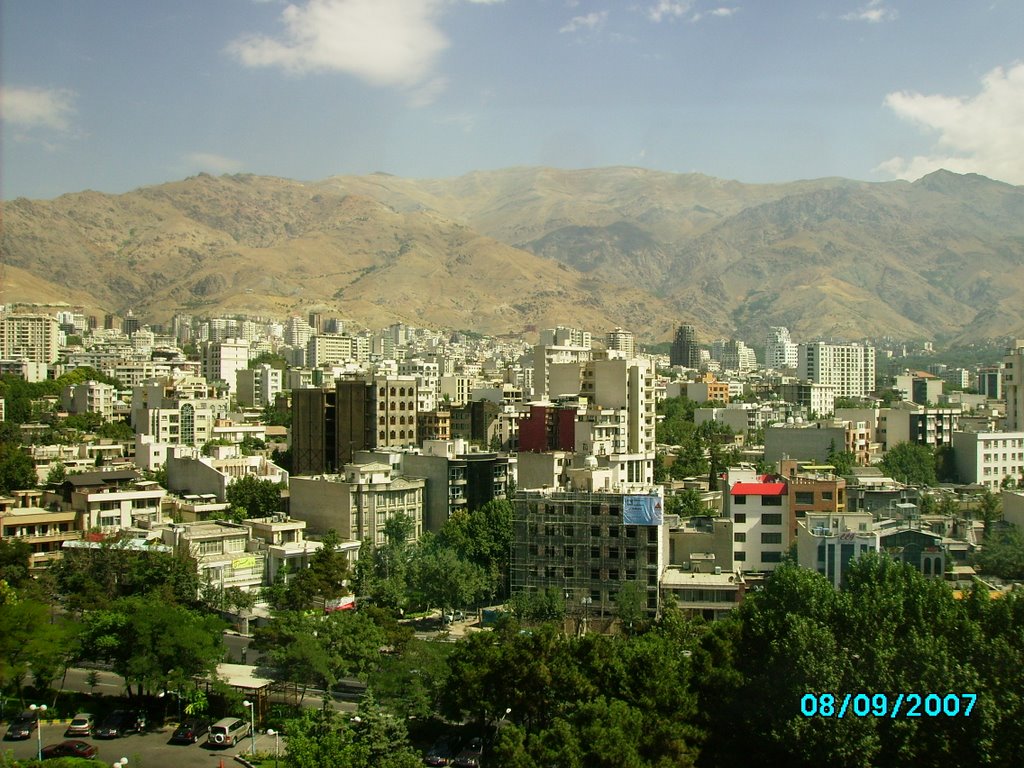 Tehran, view from Esteghlal Hotel to mountains by Heinrich Dreyer