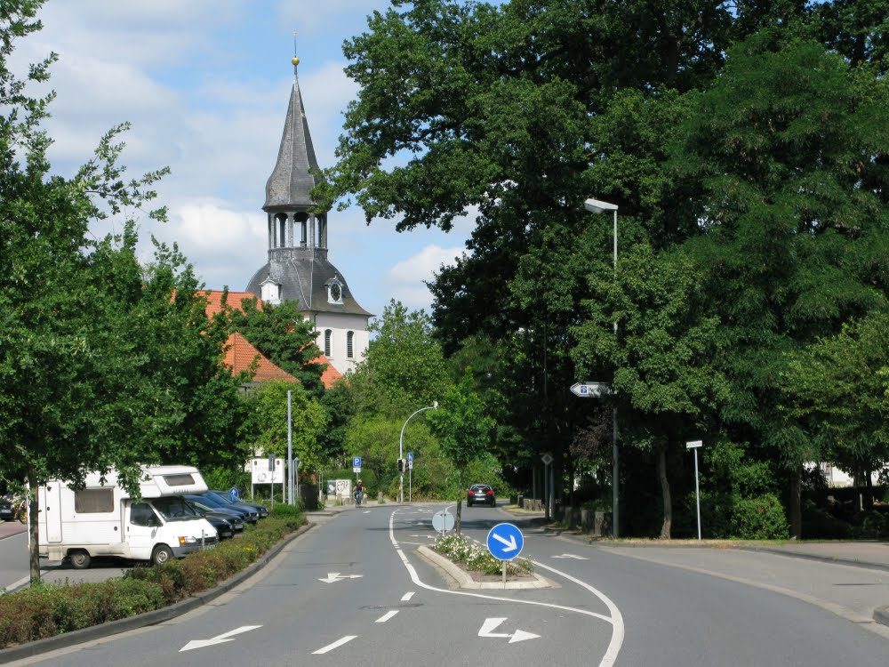 View down the street towards church by wndrin