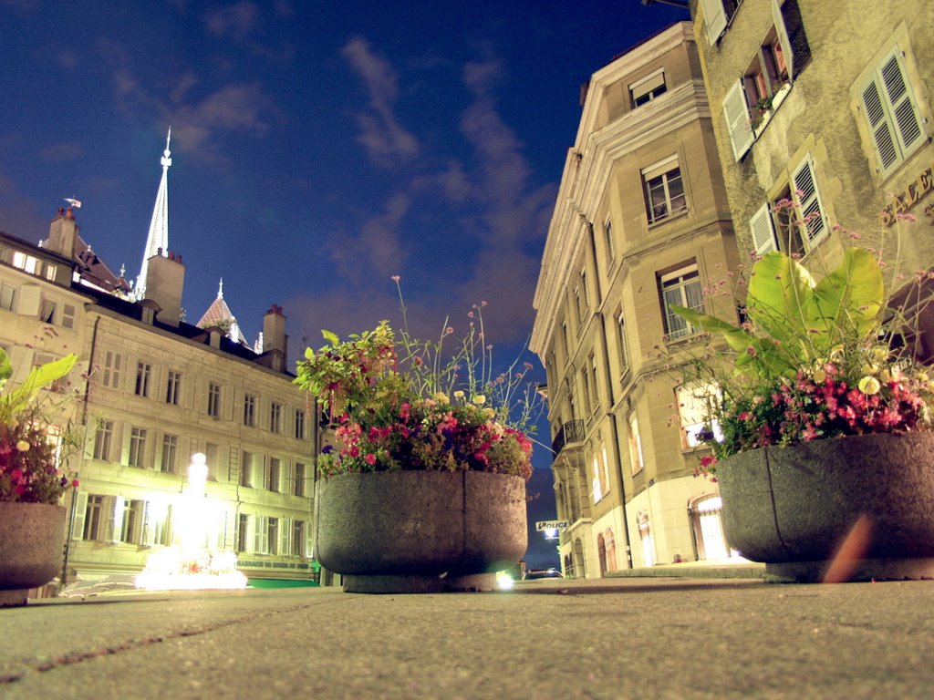 Place du Bourg-de-Four et Cathédrale de nuit by www.cri.ch -- Christ…