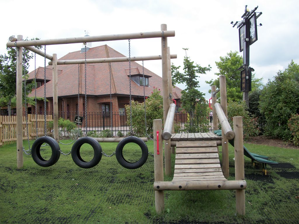 The Dehavilland Arms tiny wooden play equipment by Robert'sGoogleEarthPictures