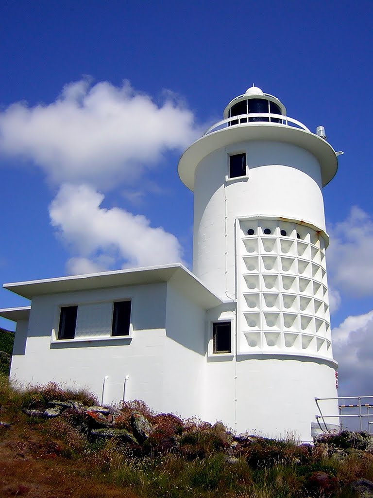 Tater Du lighthouse.Built in 1965,the last of the Cornish lighthouses to be built.West Cornwall. by Chris Scaysbrook