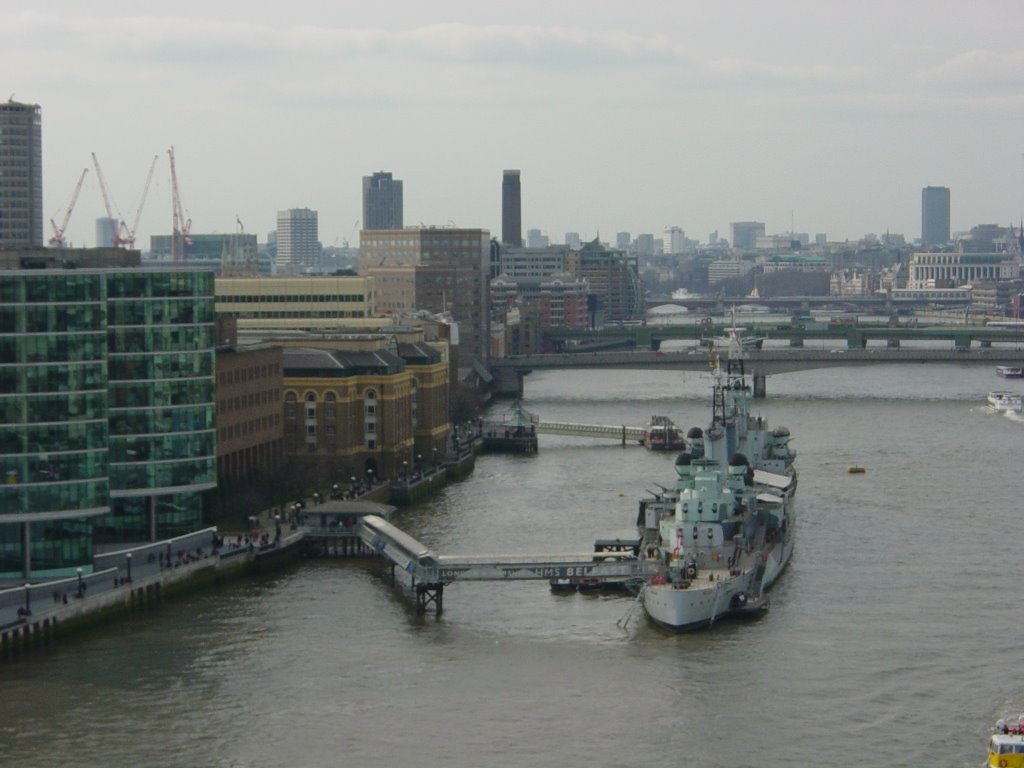 HMS Belfast looking from the Tower Bridge by Pretm