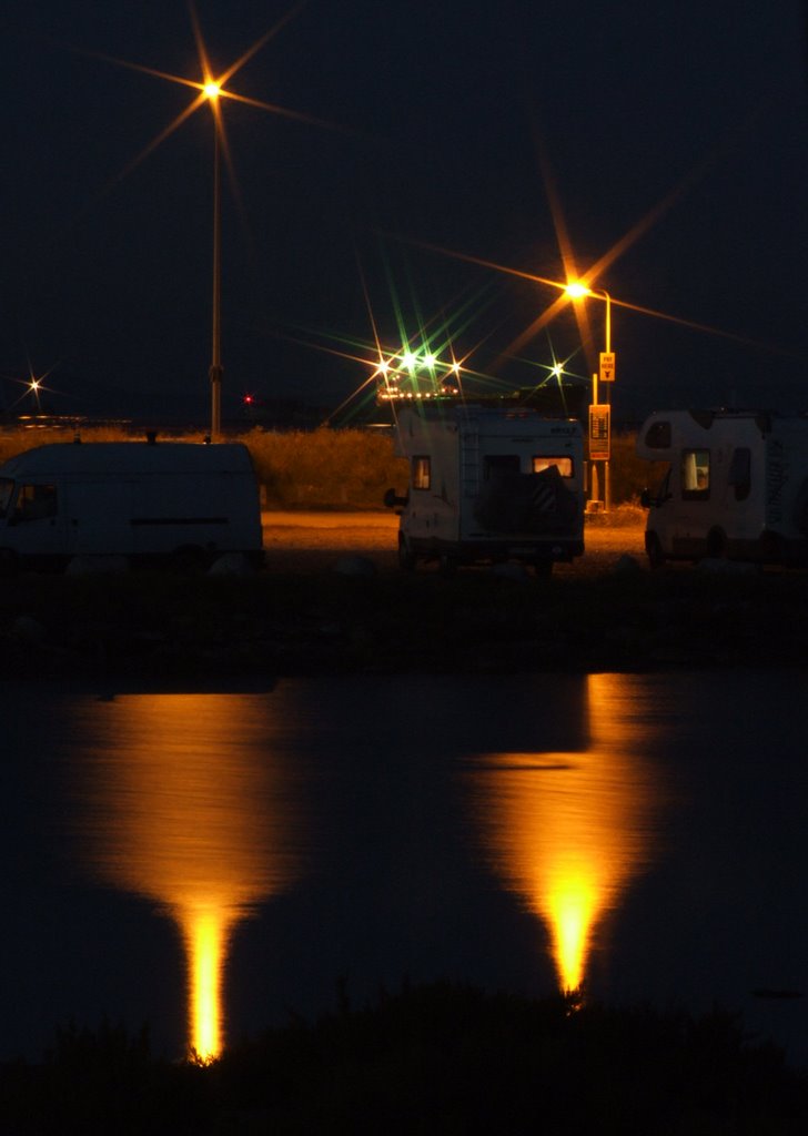 Ship lights. Chesil beach. by Gavin Loynes