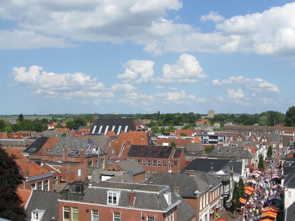 Luchtfoto vanuit de toren van de Nicolaikerk by Netty van der Deen - Flikkema