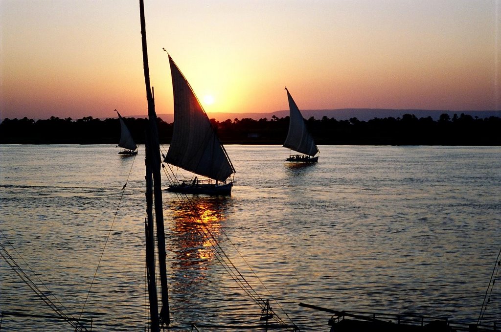 Sunset sail on the river Nile, Luxor, Egypt by ©dyakimec