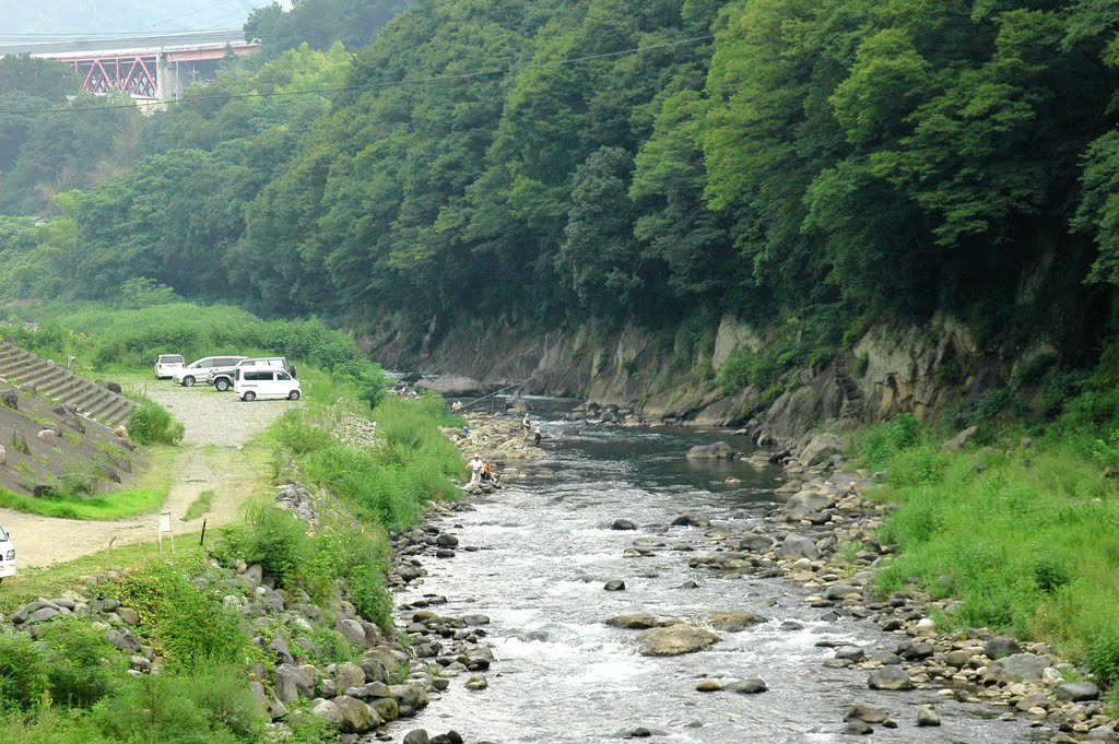 桂川のあゆ釣り場(Fishing spot in Katsuragawa river) by 9m2ji1etu