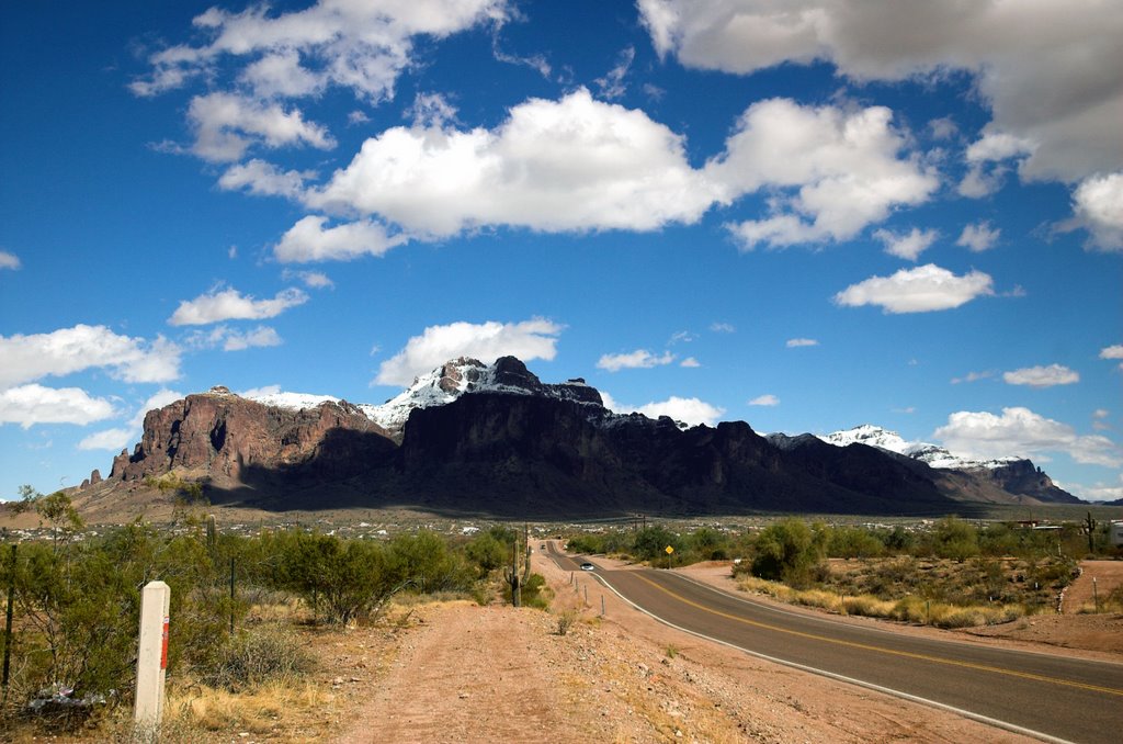 Snow on the Superstitions - March 06. by horsegoggles