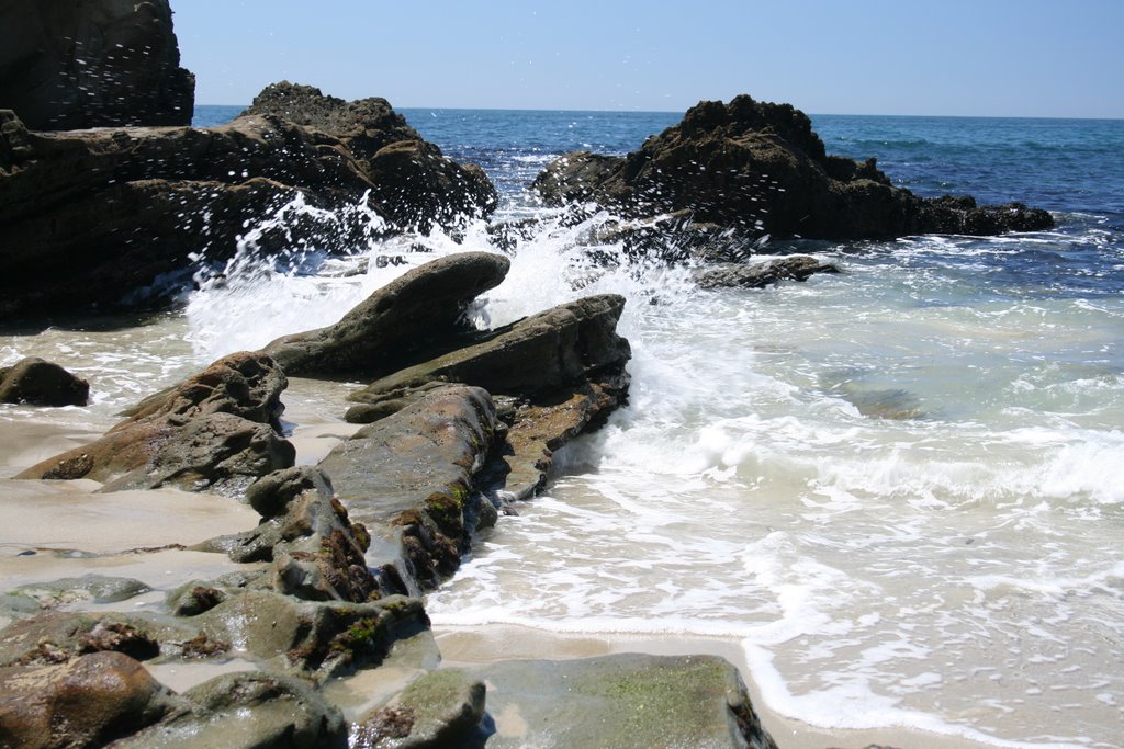 Waves Over Rocks at Woods Cove by The Ry Ry Guy