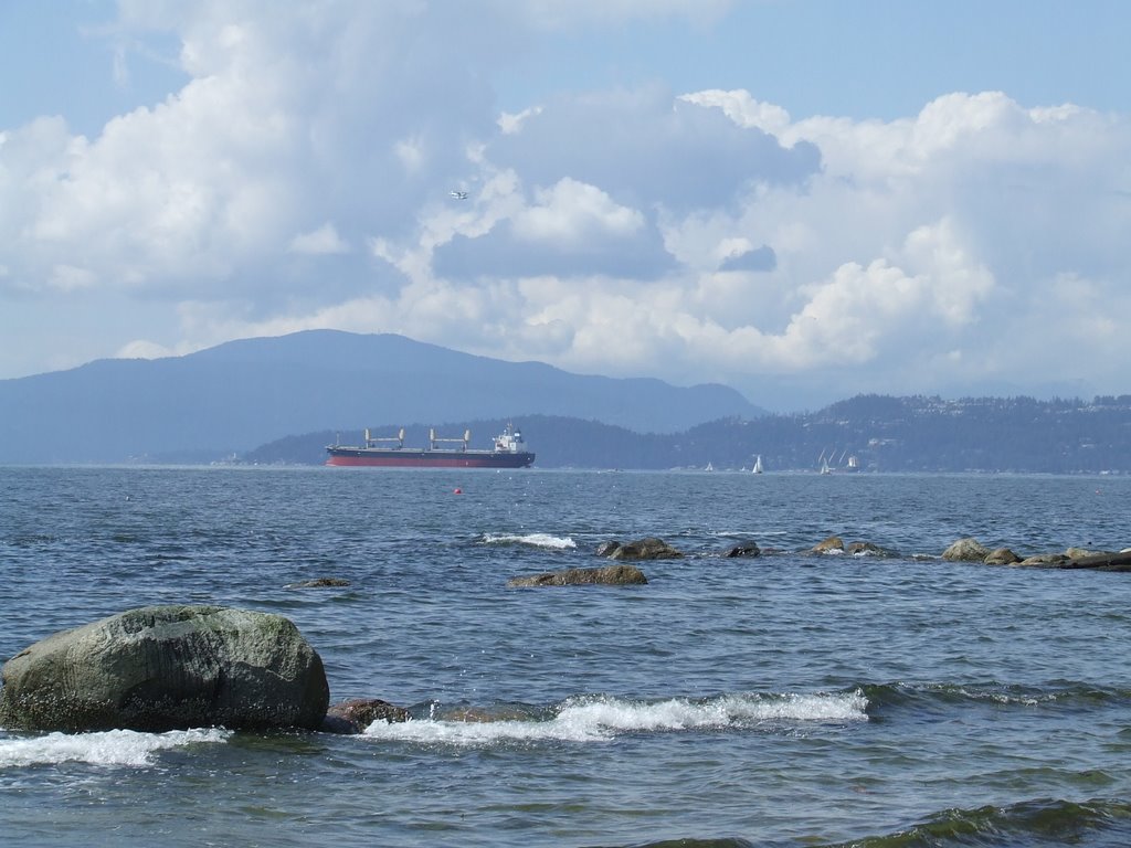 Freighter from West Stanley Park by Bret Marr