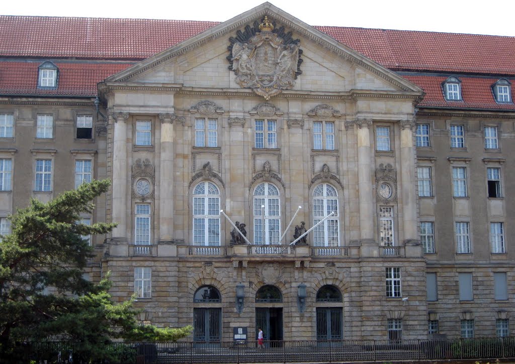 Kammergericht, or appeal court, in Kleist Park, Berlin. Behind the three large windows was the Volksgerichtshof or People's Court where ranting judge Roland Freisler presided over show trials of the 20 July 1944 bomb plot conspirators. by Andrew Loudon