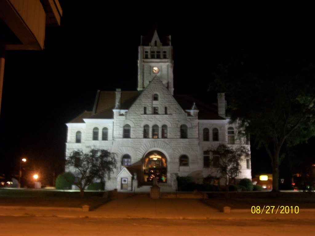 Fulton County Courthouse at night; Rochester, IN by LKistler