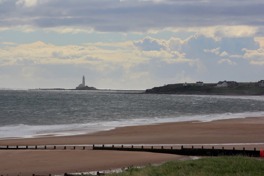 Blyth Beach and St Mary's Lighthouse in the distance by Azzy Baby